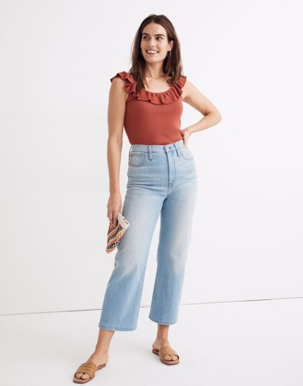 Madewell The Slim Wide Leg Crop Jean In Eastwick Wash Size 27